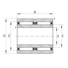 滾針軸承 NAO30X45X26-ZW-ASR1, 無(wú)擋邊，雙列