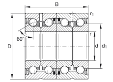 推力角接觸球軸承 ZKLN5090-2RS-2AP, 配對，雙向，兩側唇密封