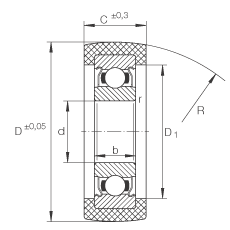 滾輪 KLRU15X47X20-2Z, 帶塑料箍，兩側密封