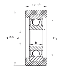 滾輪 KLRZ10X30X10-2Z, 帶塑料箍，兩側密封