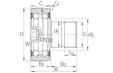 螺栓型滾輪 KR5202-2RS, 雙列，兩側唇密封