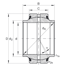 關(guān)節軸承 GE20-HO-2RS, 根據 DIN ISO 12 240-1 標準, 需維護，兩側唇密封