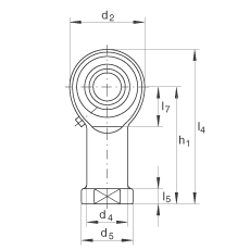 桿端軸承 GIKR12-PB, 根據 DIN ISO 12 240-4 標準，帶右旋內螺紋，需維護