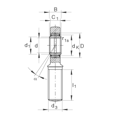 桿端軸承 GAR8-DO, 根據 DIN ISO 12 240-4 標準，帶右旋外螺紋，需維護