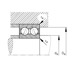 角接觸球軸承 3002-B-TVH, 雙列，接觸角 α = 25°