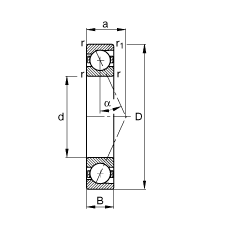 主軸軸承 B7000-E-T-P4S, 調節，成對或單元安裝，接觸角 α = 25°，限制公差