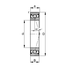 主軸軸承 HSS71917-C-T-P4S, 調節，成對安裝，接觸角 α = 15°，兩側唇密封，非接觸，加嚴公差
