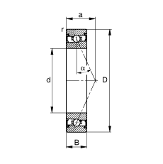 主軸軸承 HSS7022-E-T-P4S, 調節，成對安裝，接觸角 α = 25°，兩側唇密封，非接觸，限制公差