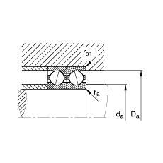 主軸軸承 B7213-C-T-P4S, 調節，成對安裝，接觸角 α = 15°，限制公差
