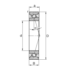 主軸軸承 HS71926-C-T-P4S, 調節，成對安裝，接觸角 α = 15°，限制公差