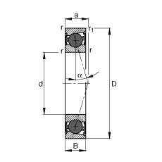 主軸軸承 HCB71921-C-2RSD-T-P4S, 調節，成對或單元安裝，接觸角 α = 15°，陶瓷球，兩側唇密封，非接觸，限制公差