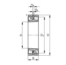 調心滾子軸承 23972-K-MB, 根據 DIN 635-2 標準的主要尺寸, 錐孔，錐度 1:12
